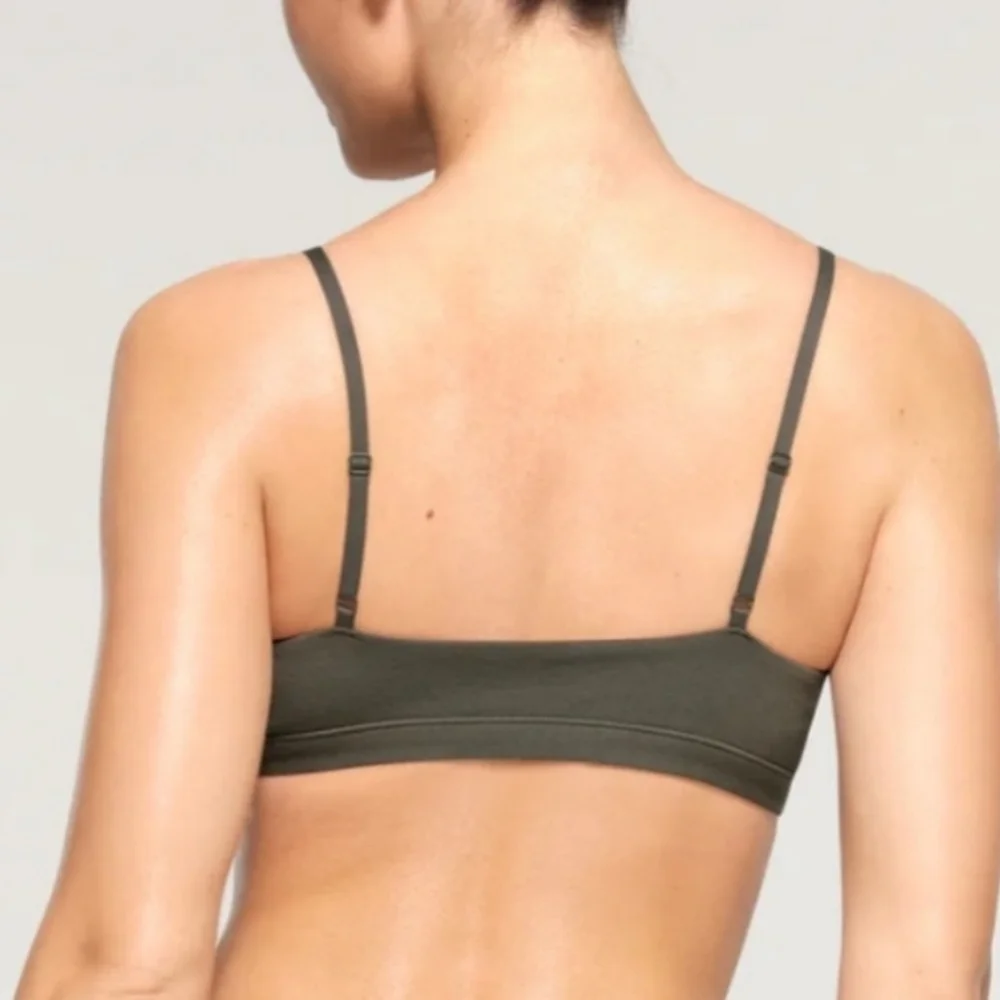 Skims Kim K Cotton Jersey Scoop Neck Wireless Comfort Bralette Juniper Size XXS